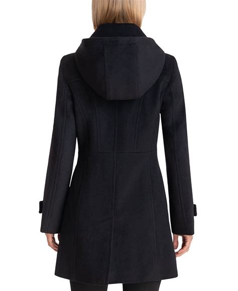 michael kors women's hooded notched-collar coat